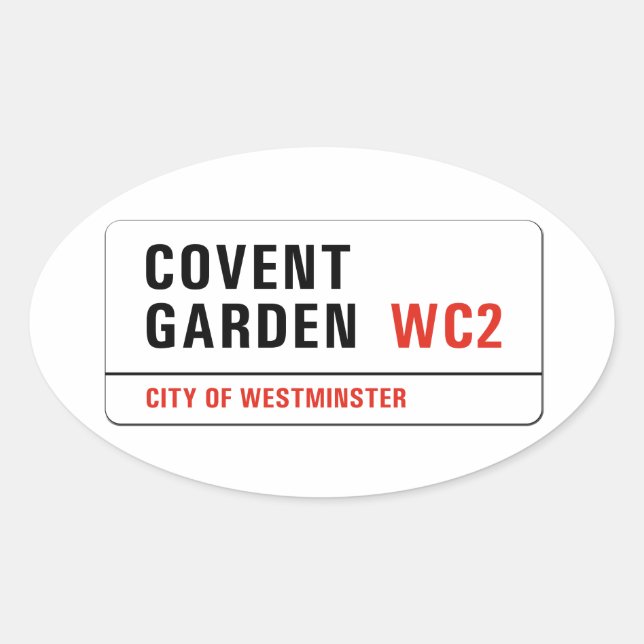Covent Garden, London Street Sign Oval Sticker (Front)