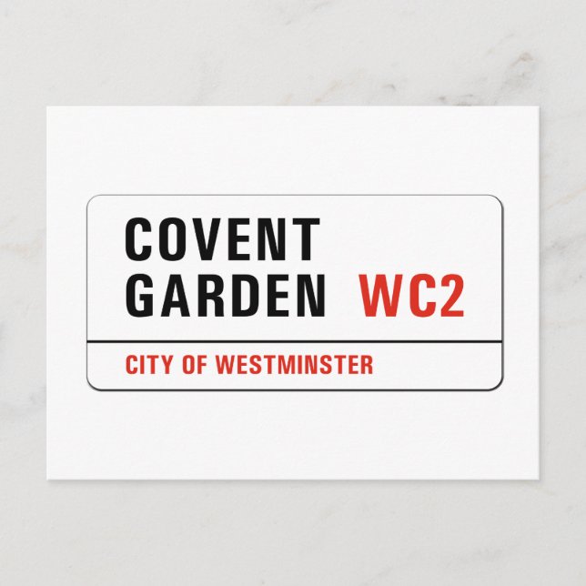 Covent Garden, London Street Sign Postcard (Front)