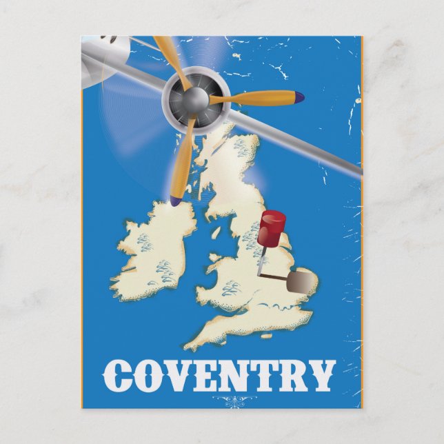 Coventry vintage travel poster postcard (Front)