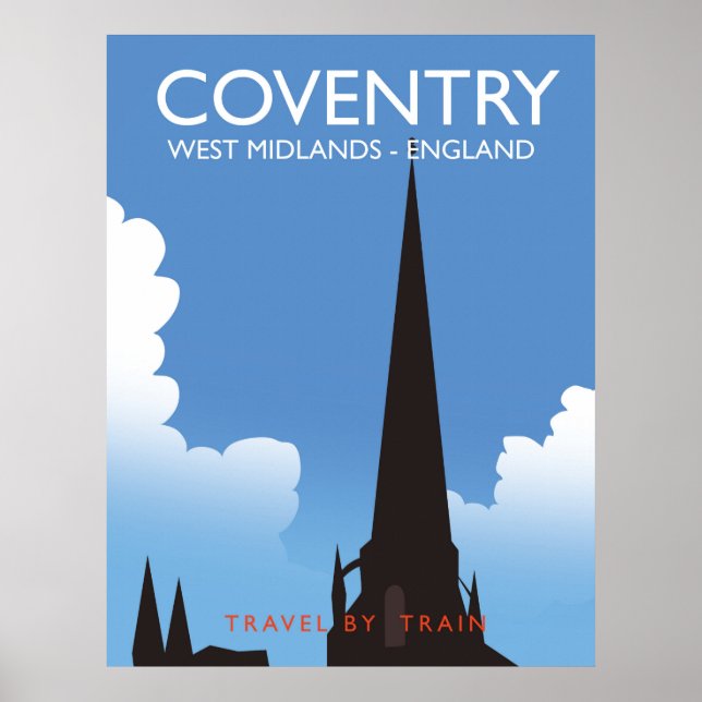Coventry West Midlands England Train travel poster (Front)