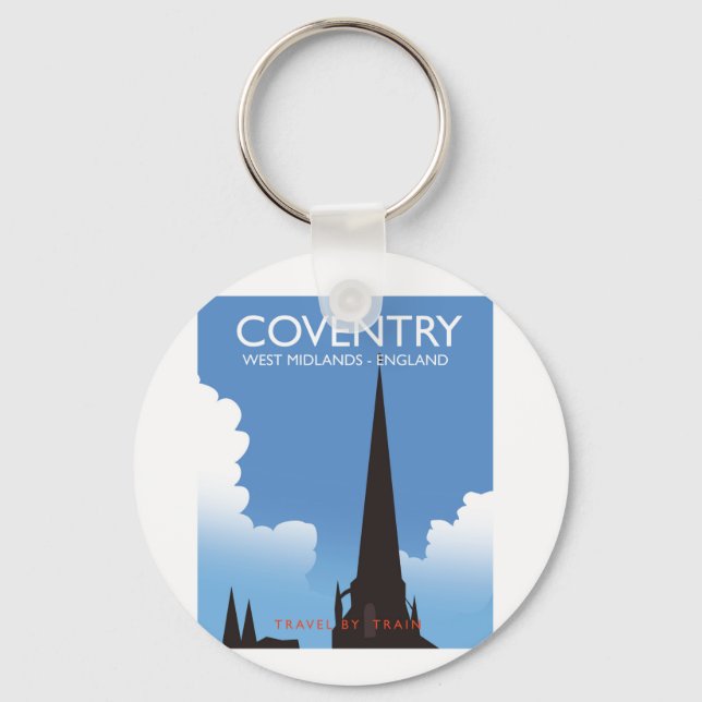 Coventry West Midlands England Train travel poster Keychain (Front)