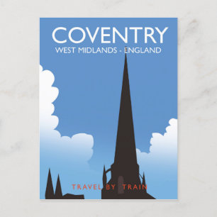 Coventry West Midlands England Train travel poster Postcard