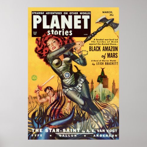Cover Art Black Amazon Of Mars 1951 Poster