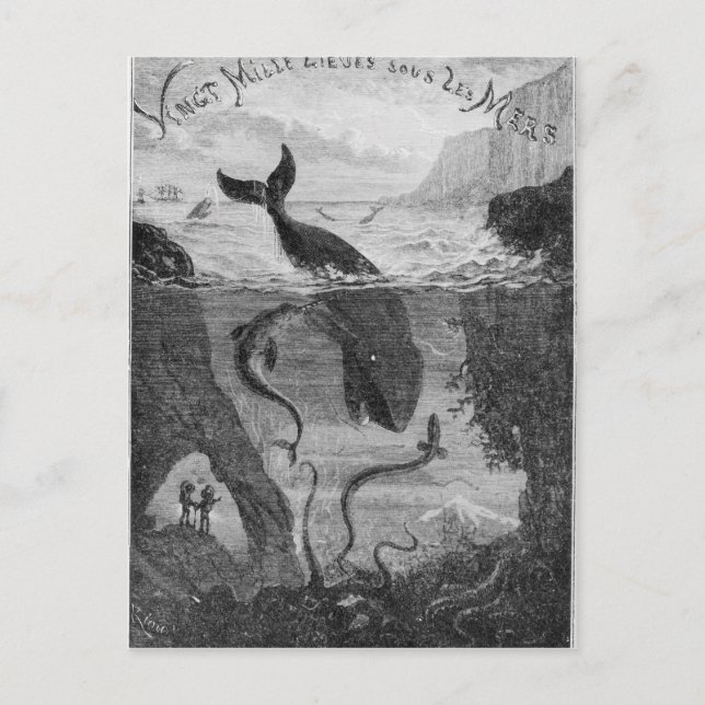 Cover Illustration '20,000 Leagues Under the Sea' Postcard (Front)