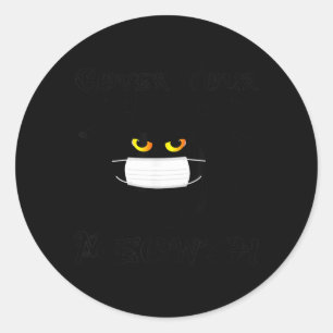 Cover Meowth Funny Halloween Black Cat Mask Bats Classic Round Sticker