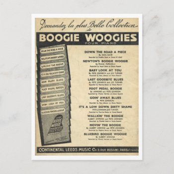 Cover Of Boogie Woogie Sheet Music Postcard by windsorarts at Zazzle