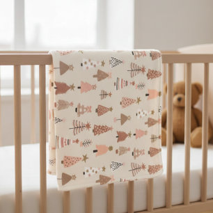 Cover Polar Christmas Pink Scandinavian Christmas Fleece Blanket