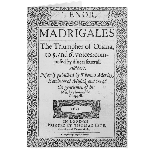 Cover to the Tenor part Cards (Front)