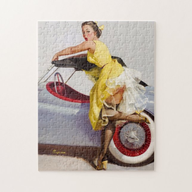 Cover up retro pinup girl jigsaw puzzle (Vertical)