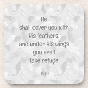 Cover You With His Feathers Bible Quote Ps 91:4 Beverage Coaster