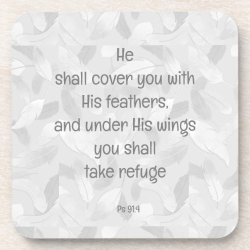 Cover You With His Feathers Bible Quote Ps 914 Beverage Coaster