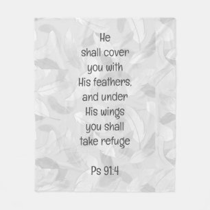 Cover You With His Feathers Bible Quote Ps 91:4 Fleece Blanket