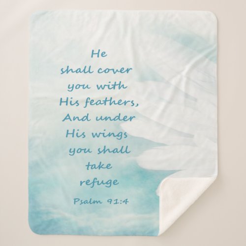 Cover You With His Feathers Bible Quote Ps 914 Sh Sherpa Blanket