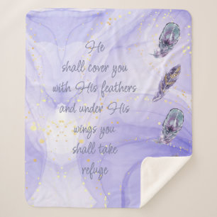 Cover You With His Feathers Bible Quote Ps 91:4 Sh Sherpa Blanket