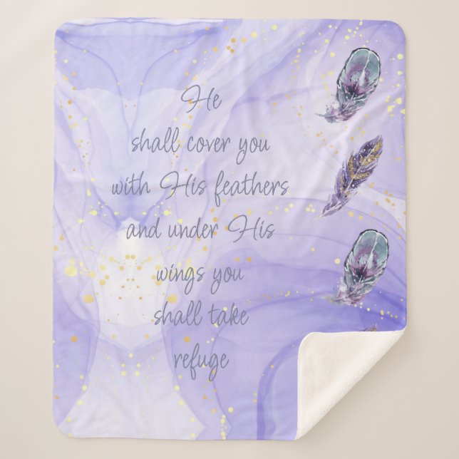 Cover You With His Feathers Bible Quote Ps 91:4 Sh Sherpa Blanket (Front)