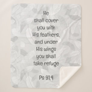 Cover You With His Feathers Bible Quote Ps 91:4 Sherpa Blanket