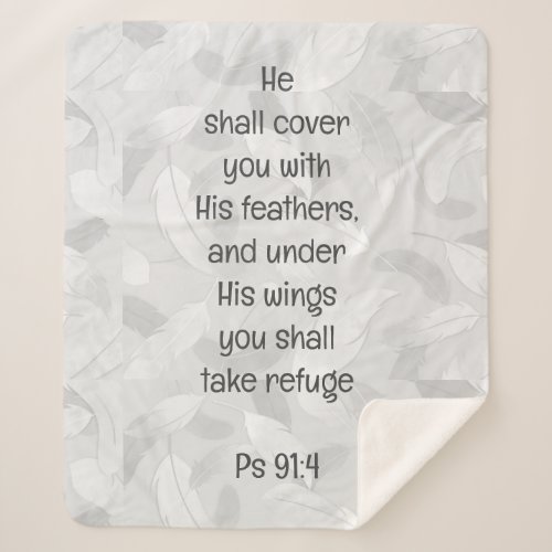 Cover You With His Feathers Bible Quote Ps 914 Sherpa Blanket