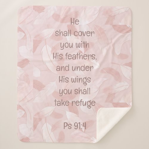 Cover You With His Feathers Bible Quote Ps 914 Sherpa Blanket