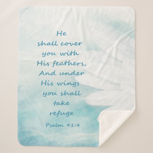 Cover You With His Feathers Bible Quote Ps 914 Sherpa Blanket