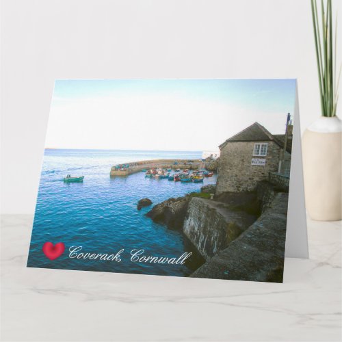 Coverack Harbor Post Office  Fishing Boat Photo Card