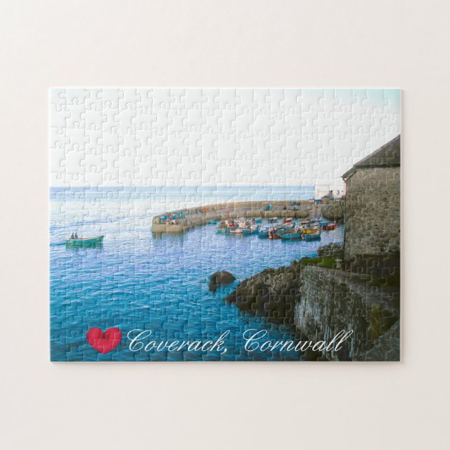 Coverack Harbor Post Office & Fishing Boat Photo  Jigsaw Puzzle (Horizontal)