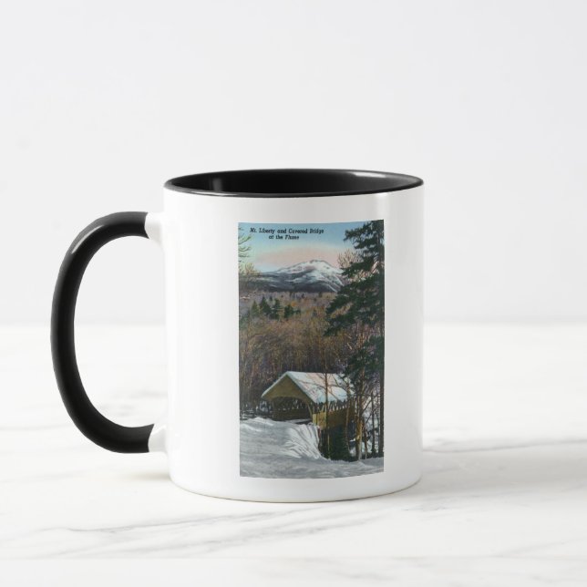 Covered Bridge at Flume in Winter Mug (Left)