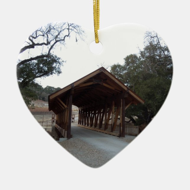 Covered Bridge at Halter Ranch, Paso Robles Ceramic Ornament (Front)