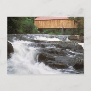 Covered Bridge at the Falls, Thetford VT Postcard