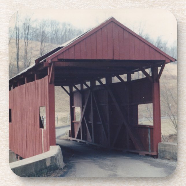 Covered Bridge Beverage Coaster (Front)
