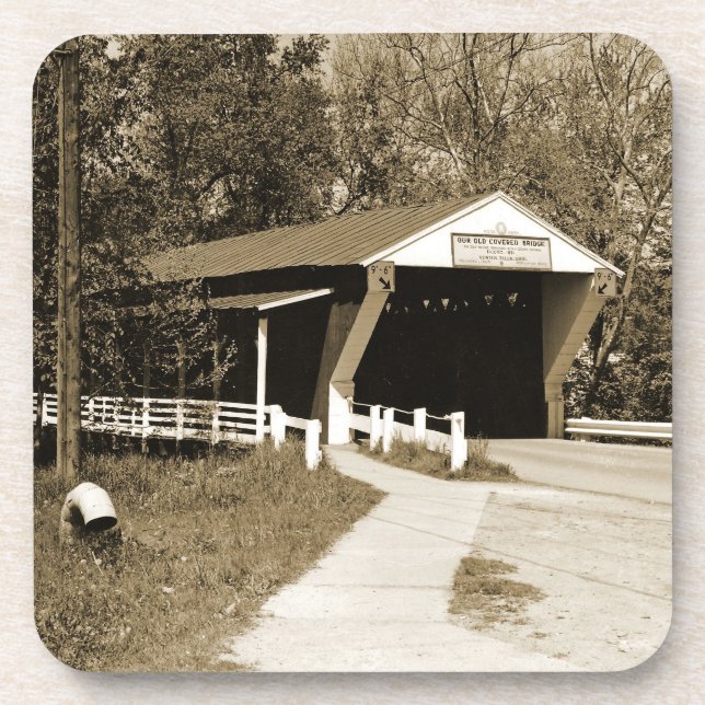 Covered Bridge Beverage Coaster (Front)