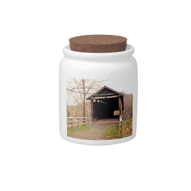 Covered Bridge Candy Jar (Front)