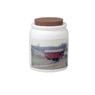 Covered Bridge Candy Jar