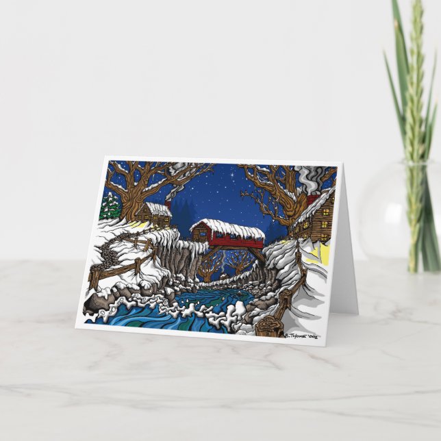 Covered Bridge Christmas Greeting Card (Front)