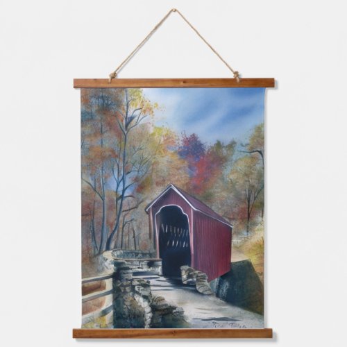 Covered Bridge in Autumn  Hanging Tapestry