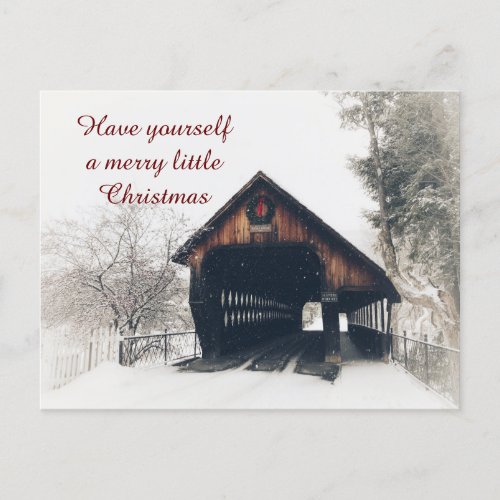 Covered Bridge In Snow Christmas Card