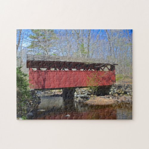 Covered Bridge In Spring Jigsaw Puzzle