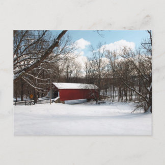Covered Bridge in Winter Postcard