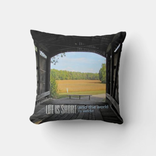 Covered Bridge Inspirational Throw Pillow