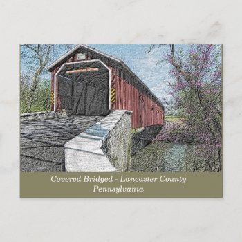 Covered Bridge - Lancaster  Pa - Postcard by ImpressImages at Zazzle