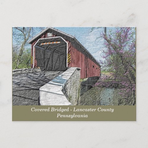 Covered Bridge _ Lancaster PA _ postcard