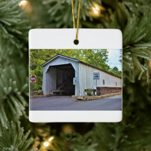 Covered Bridge Photo Ceramic Ornament