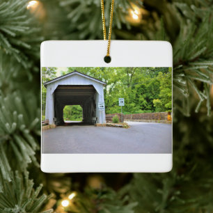 Covered Bridge Photo Ceramic Ornament