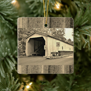 Covered Bridge Photo Ceramic Ornament