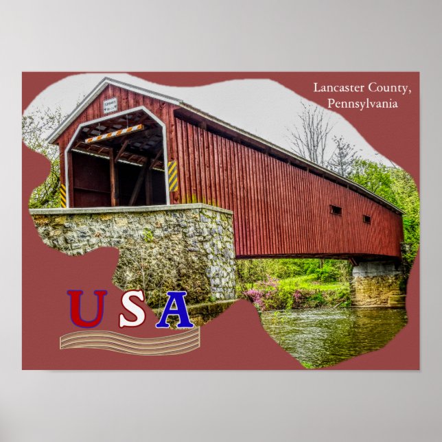 Covered Bridge - Poster Art -- Lancaster County PA (Front)