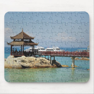 Covered bridge, seaside mouse pad