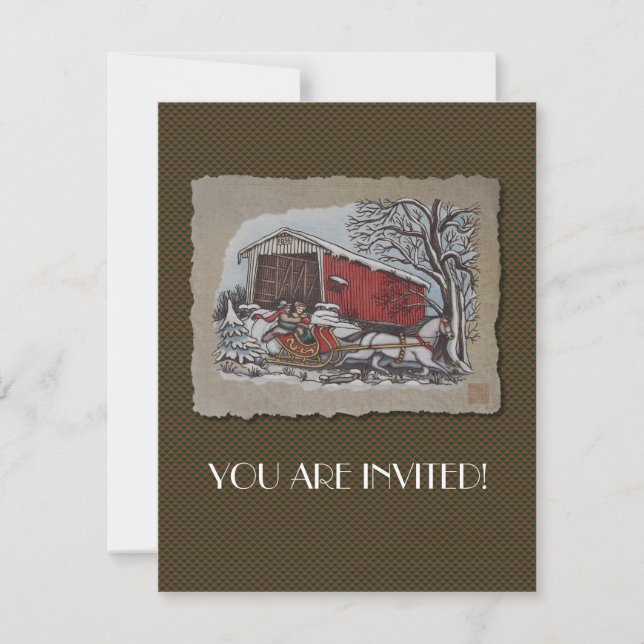 Covered Bridge & Sleigh Invitation (Front)
