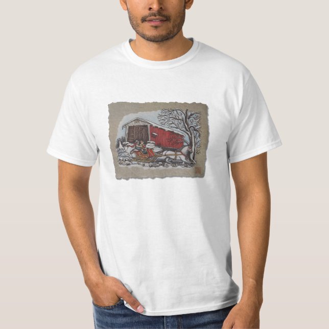 Covered Bridge & Sleigh T-Shirt (Front)