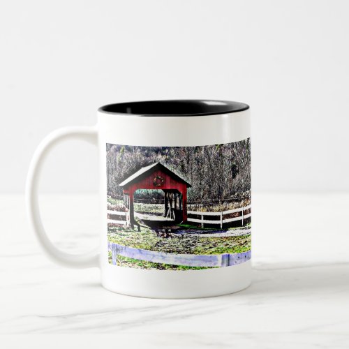 Covered Bridge _ Stowe Vermont Two_Tone Coffee Mug