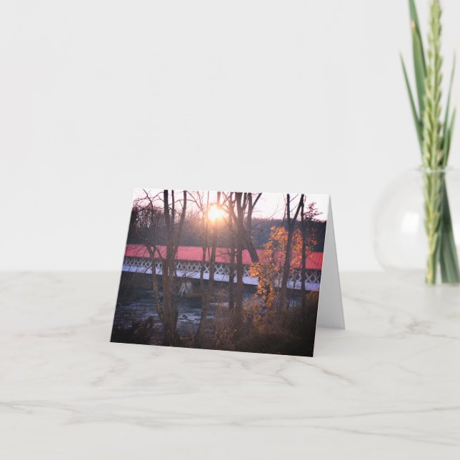 Covered Bridge Sunset Note Card (Front)