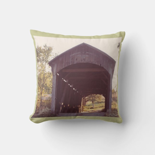 Covered Bridge Throw Pillow (Front)